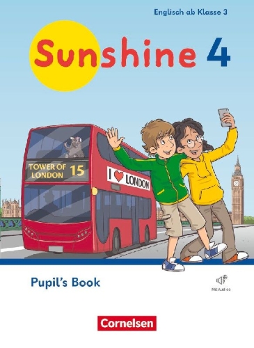 Buchcover und Innenansicht für das Buch: Sunshine 4. Schuljahr. Pupil's Book mit Audios (Webcode) und BuchTaucher-App