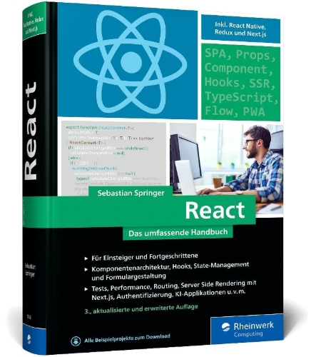 Buchcover und Innenansicht für das Buch: React