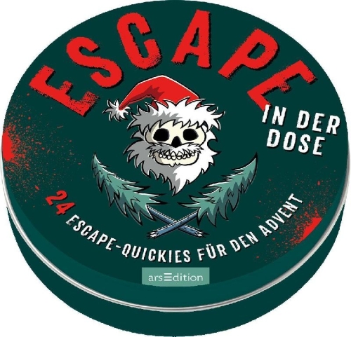 Buchcover und Innenansicht für das Buch: Escape-Adventskalender in der Dose