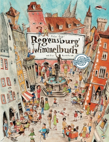 Buchcover und Innenansicht für das Buch: Regensburg Wimmelbuch