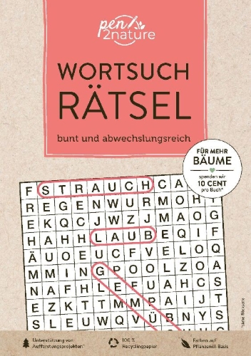 Buchcover und Innenansicht für das Buch: Wortsuchrätsel . bunt und abwechslungsreich