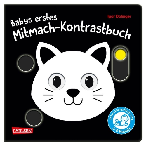 Buchcover und Innenansicht für das Buch: Babys erstes Mitmach-Kontrastbuch