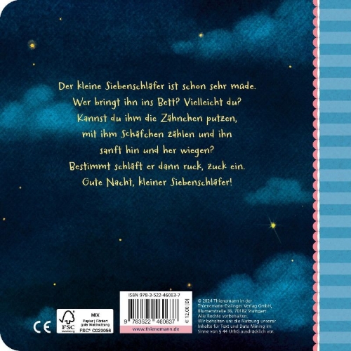 Buchcover und Innenansicht für das Buch: Der kleine Siebenschläfer: Bringst du mich ins Bett?