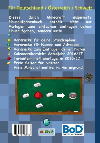 Buchcover und Innenansicht für das Buch: Funcraft - Das inoffizielle Hausaufgabenbuch für Minecraft Fans