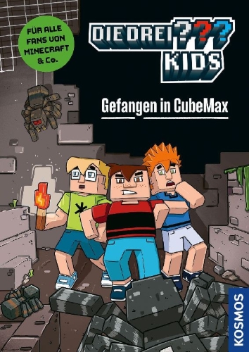 Buchcover und Innenansicht für das Buch: Die drei ??? Kids, Gefangen in CubeMax