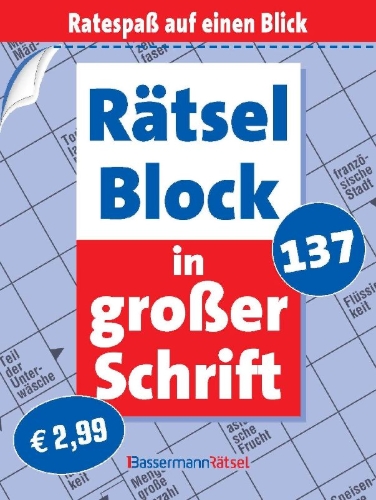 Buchcover und Innenansicht für das Buch: Rätselblock in großer Schrift 137 (5 Exemplare à 2,99 EUR)