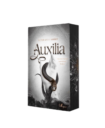 Buchcover und Innenansicht für das Buch: Auxilia - Heavenly flames and infernal desires