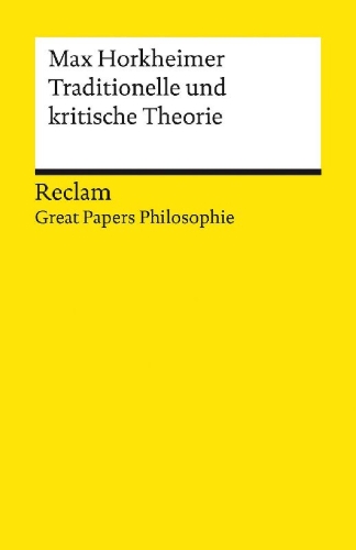 Buchcover und Innenansicht für das Buch: Traditionelle und kritische Theorie