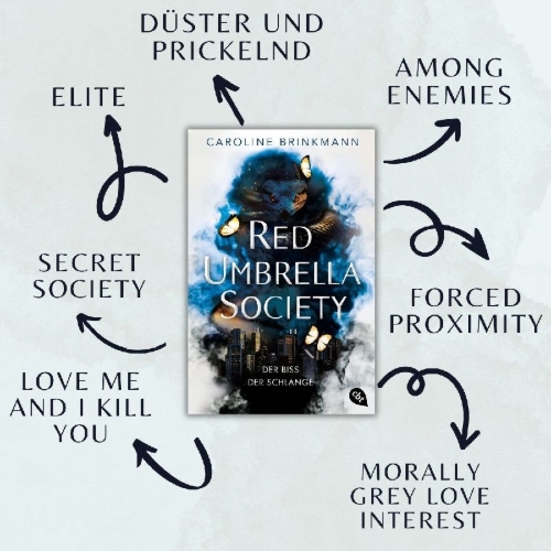Buchcover und Innenansicht für das Buch: Red Umbrella Society - Der Biss der Schlange