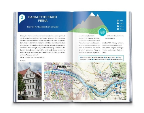 Buchcover und Innenansicht für das Buch: KOMPASS Inspiration Sächsische Schweiz & Böhmische Schweiz