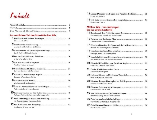 Buchcover und Innenansicht für das Buch: Leichte Wanderungen Schwäbische Alb