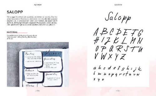 Buchcover und Innenansicht für das Buch: Handletter your Journal