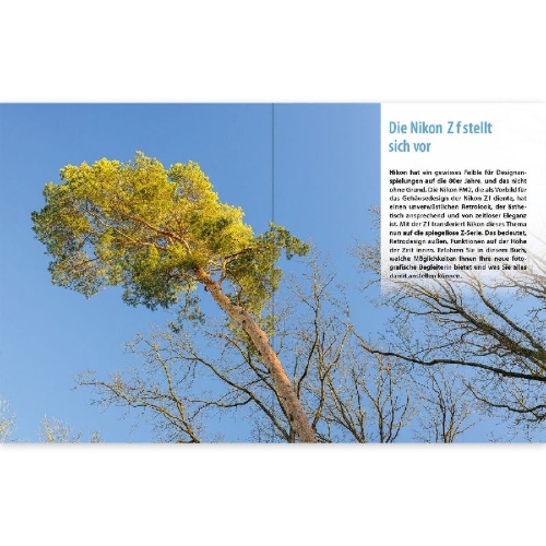 Buchcover und Innenansicht für das Buch: Nikon Z f: Das umfangreiche Praxisbuch zu Ihrer Kamera
