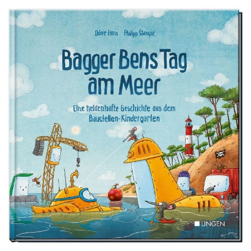 Buchcover und Innenansicht für das Buch: Bagger Bens Tag am Meer