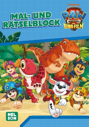Buchcover und Innenansicht für das Buch: PAW Patrol Kindergartenheft: PAW Patrol - Der Dinofilm: Mal- und Rätselblock