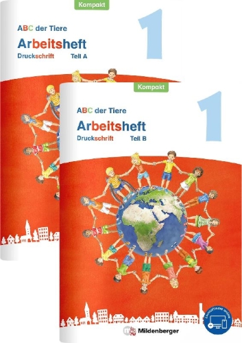 Buchcover und Innenansicht für das Buch: ABC der Tiere 1 Neubearbeitung - Arbeitsheft Druckschrift Kompakt, Teil A und B