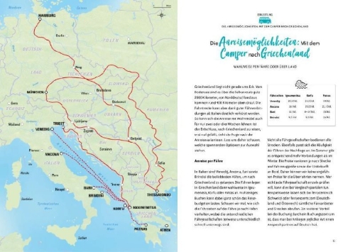 Buchcover und Innenansicht für das Buch: On the Road  Mit dem Campervan durch Griechenland