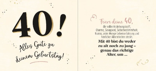 Buchcover und Innenansicht für das Buch: 40 - Genau das richtige Alter, um ...
