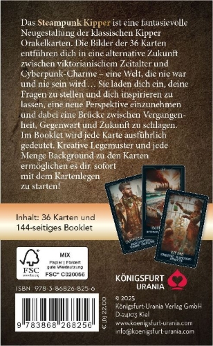 Buchcover und Innenansicht für das Buch: Steampunk Kipper - 36 Kipperkarten und 144-seitiges Booklet (Cyberpunk)