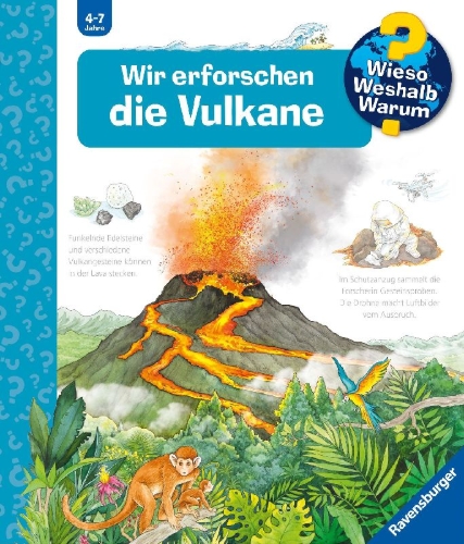 Buchcover und Innenansicht für das Buch: Wieso? Weshalb? Warum? Band 4 - Wir erforschen die Vulkane