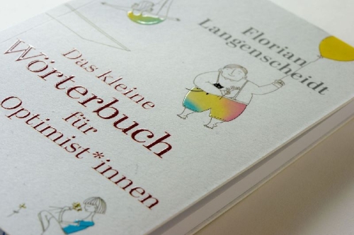 Buchcover und Innenansicht für das Buch: Das kleine Wörterbuch für Optimist*innen