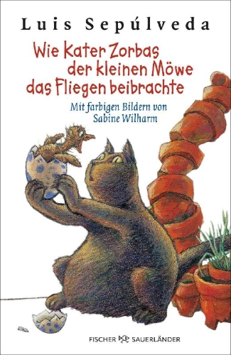 Buchcover und Innenansicht für das Buch: Historia de una gaviota y del gato que le enseñó a volar