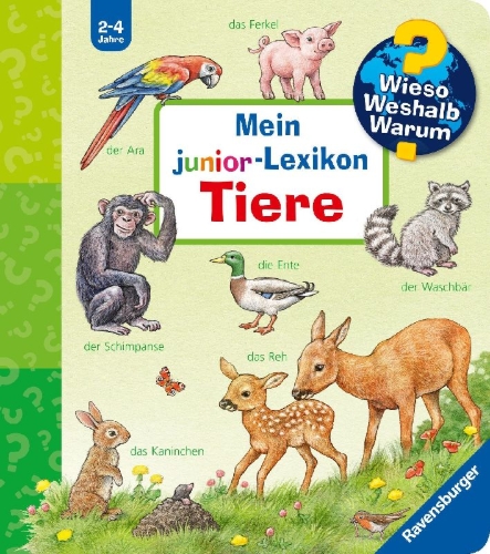 Buchcover und Innenansicht für das Buch: Wieso? Weshalb? Warum? Mein junior-Lexikon: Tiere