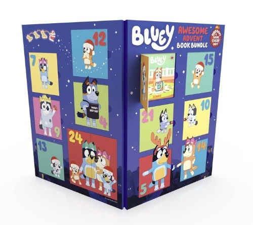 Buchcover und Innenansicht für das Buch: Bluey: Awesome Advent Calendar Book Bundle