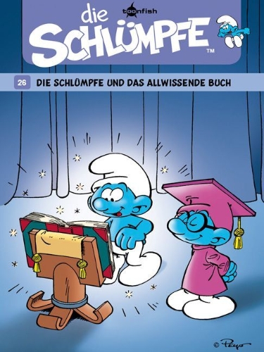 Buchcover und Innenansicht für das Buch: Die Schlümpfe 26. Die Schlümpfe und das allwissende Buch