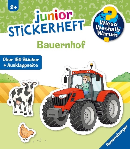 Buchcover und Innenansicht für das Buch: Wieso? Weshalb? Warum? junior Stickerheft - Bauernhof