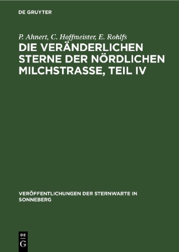 Buchcover und Innenansicht für das Buch: Die veränderlichen Sterne der nördlichen Milchstraße, Teil IV