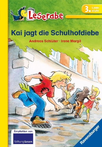 Buchcover und Innenansicht für das Buch: Kai jagt die Schulhofdiebe - Leserabe 3. Klasse - Erstlesebuch für Kinder ab 8 Jahren