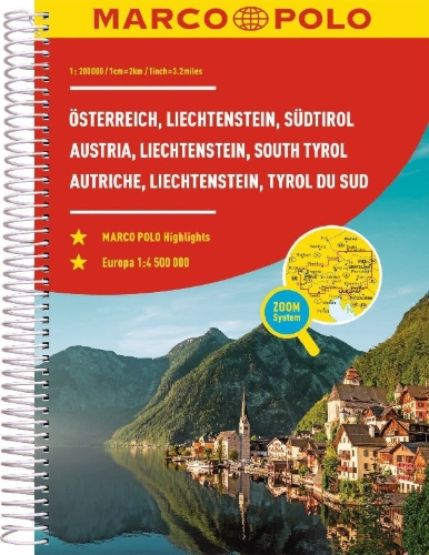 Buchcover und Innenansicht für das Buch: MARCO POLO Reiseatlas Österreich, Liechtenstein, Südtirol 1:200.000