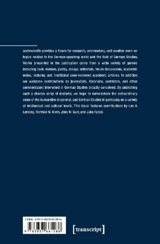 Buchcover und Innenansicht für das Buch: andererseits - Yearbook of Transatlantic German Studies