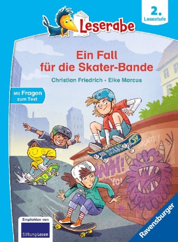 Buchcover und Innenansicht für das Buch: Leserabe 2. Lesestufe - Ein Fall für die Skater-Bande