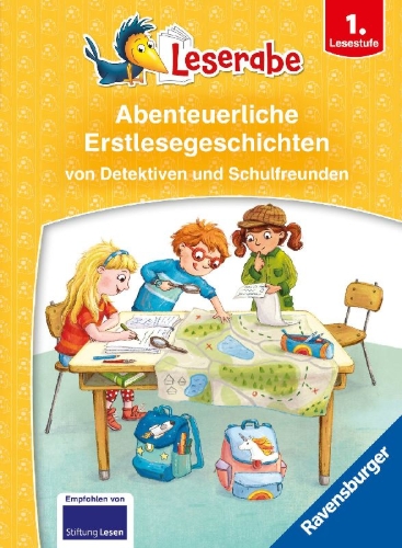 Buchcover und Innenansicht für das Buch: Leserabe Sonderausgaben - Abenteuerliche Erstlesegeschichten von Detektiven und Schulfreunden
