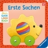 Buchcover und Innenansicht für das Buch: Mein Gucklochbuch: Erste Sachen, Pappbilderbuch für Kinder ab 6 Monaten, mit Spieleffekt