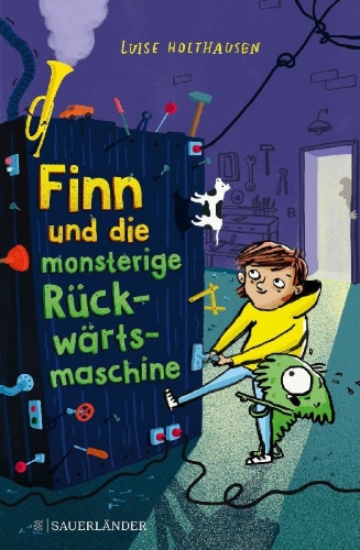 Buchcover und Innenansicht für das Buch: Finn und die monsterige Rückwärtsmaschine