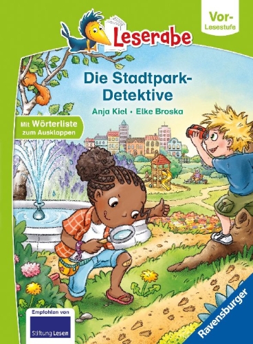 Buchcover und Innenansicht für das Buch: Leserabe Vor-Lesestufe - Die Stadtpark-Detektive