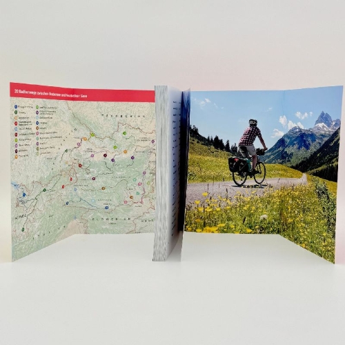Buchcover und Innenansicht für das Buch: Österreichs schönste Radfernwege