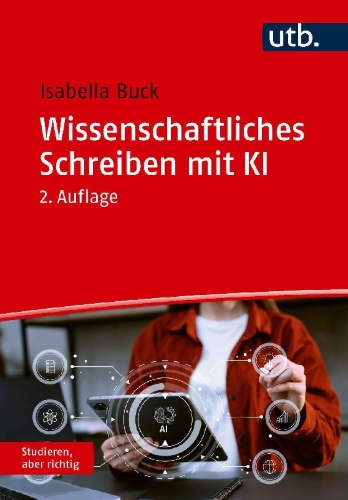 Buchcover und Innenansicht für das Buch: Wissenschaftliches Schreiben mit KI