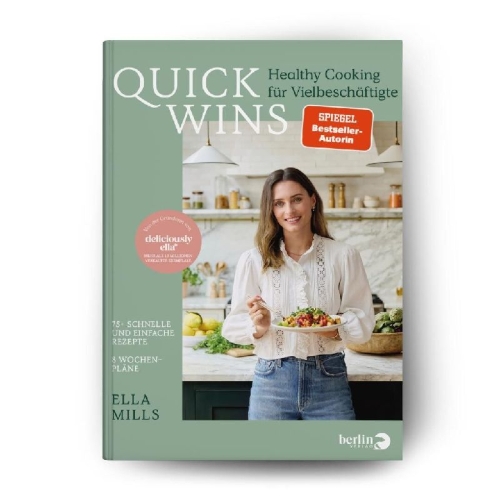 Buchcover und Innenansicht für das Buch: Quick Wins - Healthy cooking for busy Lives