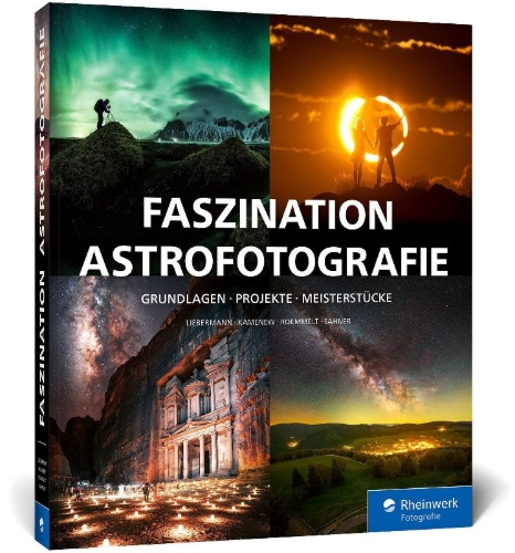Buchcover und Innenansicht für das Buch: Faszination Astrofotografie