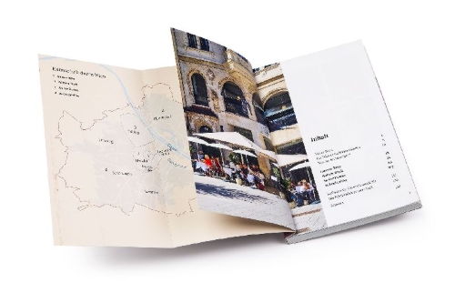 Buchcover und Innenansicht für das Buch: Essen, Trinken, Erleben - Wien