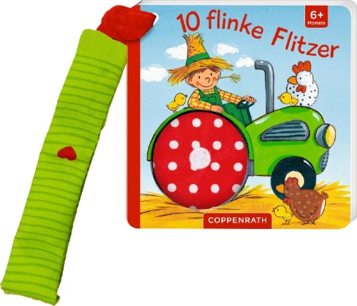 Buchcover und Innenansicht für das Buch: Mein erstes Fühl-Buch für den Buggy: 10 flinke Flitzer