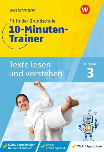 Buchcover und Innenansicht für das Buch: Fit in der Grundschule - 10-Minuten-Trainer. Texte lesen und verstehen
