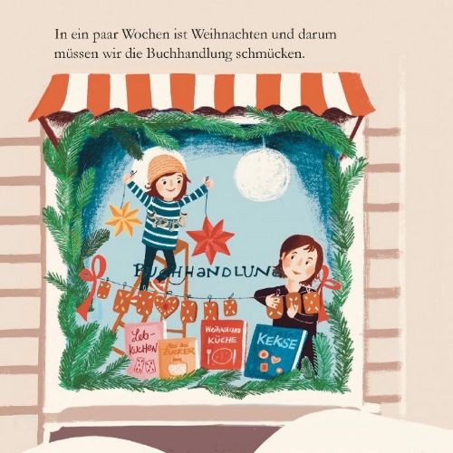 Buchcover und Innenansicht für das Buch: Maxi Pixi 453: Weihnachten in unserer Buchhandlung