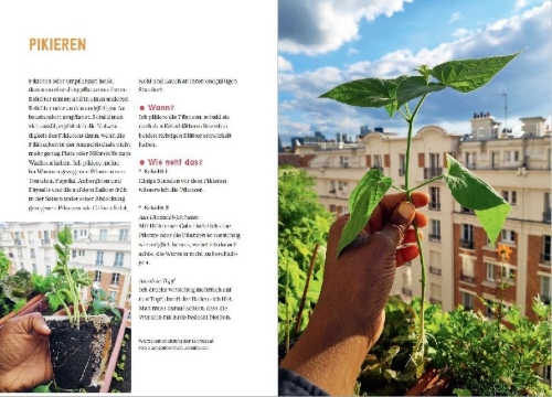 Buchcover und Innenansicht für das Buch: Mein Permakultur-Balkon