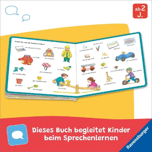 Buchcover und Innenansicht für das Buch: Mein Bilder-Wörterbuch: Im Kindergarten