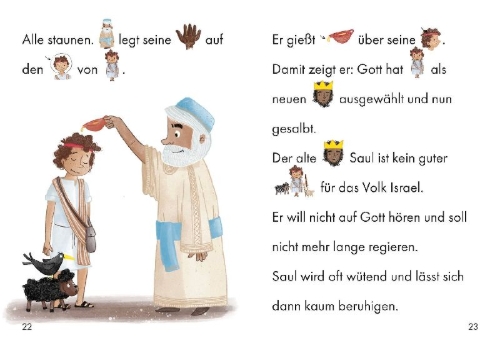 Buchcover und Innenansicht für das Buch: David und seine Geschichte mit Gott